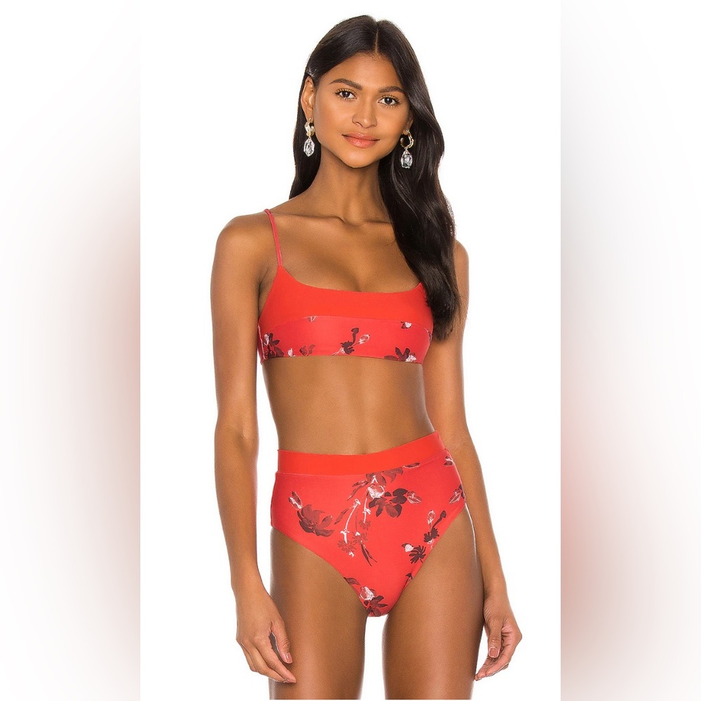 House of Harlow Red Floral High Waisted Bikini